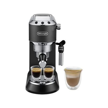 Cafetera express – De’Longhi Dedica EC685.BK, 1300 W, 15 bar, Thermoblock, Espresso manual, Función 2 tazas, Negro