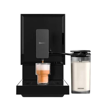 Cafetera superautomática – Cecotec Cremmaet Latte, 19 bar, 1470 W, Thermoblock, Plug&Play, 5 niveles, Autolimpieza, Tanque de leche, Negro