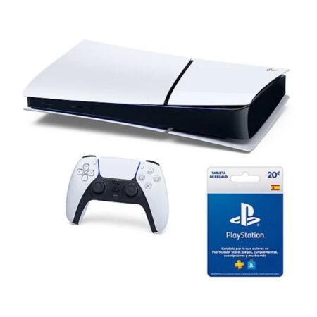 Consola – Sony PS5 Slim Digital Edition, 1 TB SSD, 4K, Chasis D, Blanco + Tarjeta PS Plus