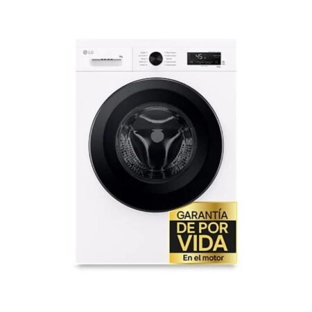 Lavadora carga frontal – LG F4X1009NWK, 9 kg, 1400 rpm, 10 programas, AI Direct Drive™, Steam™, Blanco Marfil