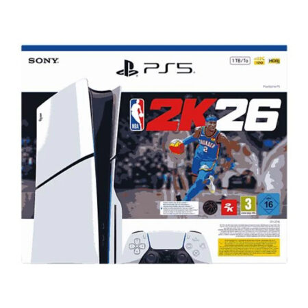 Consola – Sony PS5 Slim Standard, 1 TB SSD, 4K, 1 mando, Chasis D, Blanco + Código de descarga de juego NBA 2K26