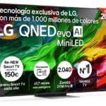 TV LG 65" QNED MiniLED 65QNED87A6B – 4K 120Hz, Procesador A8 AI, Dolby Vision y Digital, HDR10, WebOS 25, Sonido AI 20W